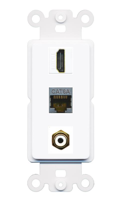 CAT6A HDMI RCA-WHITE Wall Plate [White]