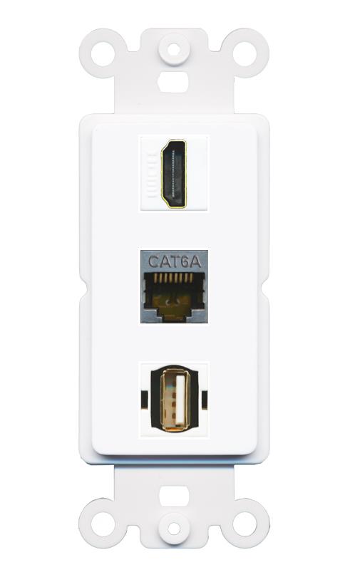 CAT6A HDMI USB2 Wall Plate [White]