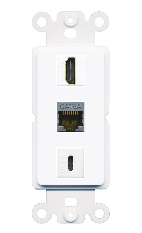 CAT6A HDMI USBC Wall Plate [White]