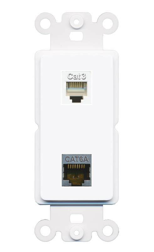CAT6A PHONE Rocker Insert Module Wall Plate [White]