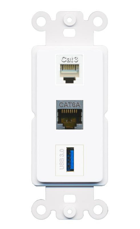 CAT6A PHONE USB-3 Wall Plate [White]