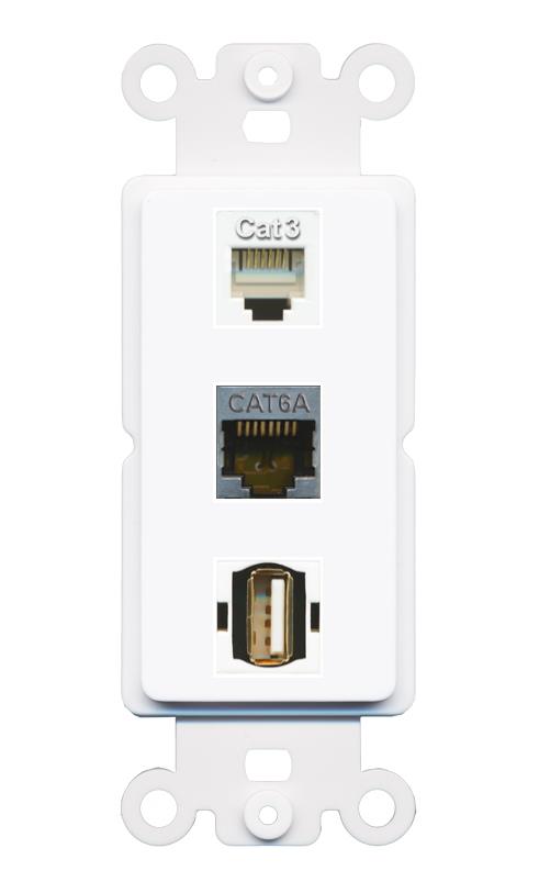 CAT6A PHONE USB2 Wall Plate [White]