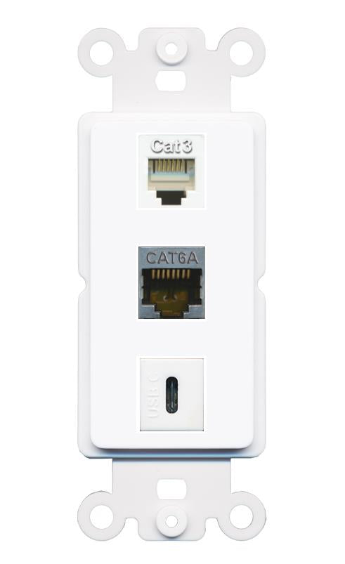 CAT6A PHONE USBC Wall Plate [White]