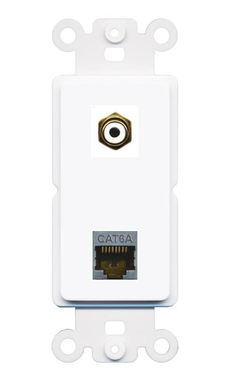 CAT6A RCA-WHITE Rocker Insert Module Wall Plate [White]