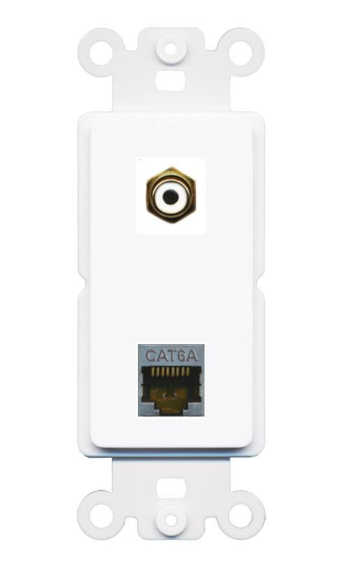 CAT6A RCA-WHITE Rocker Insert Module Wall Plate [White]