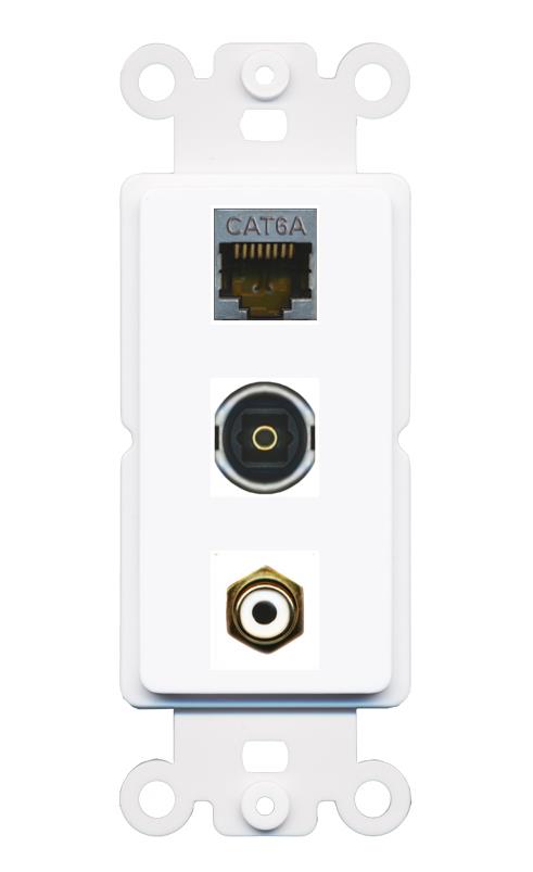 CAT6A RCA-WHITE TOSLINK Wall Plate [White]