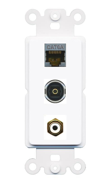 CAT6A RCA-WHITE TOSLINK Wall Plate [White]