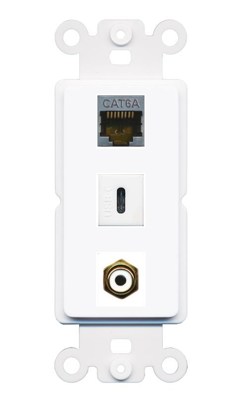 CAT6A RCA-WHITE USBC Wall Plate [White]