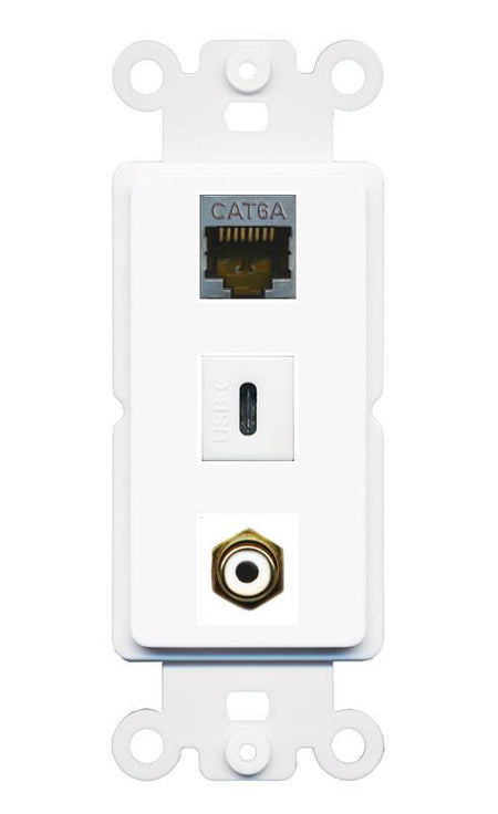 CAT6A RCA-WHITE USBC Wall Plate [White]