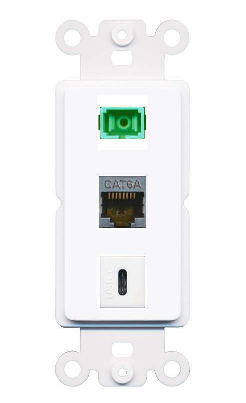 CAT6A SC-APC-SX USBC Wall Plate [White]
