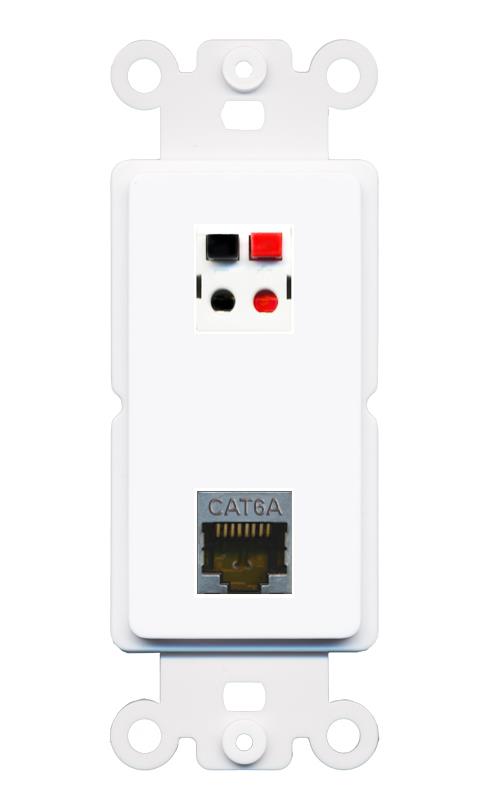 CAT6A SPEAKER Rocker Insert Module Wall Plate [White]
