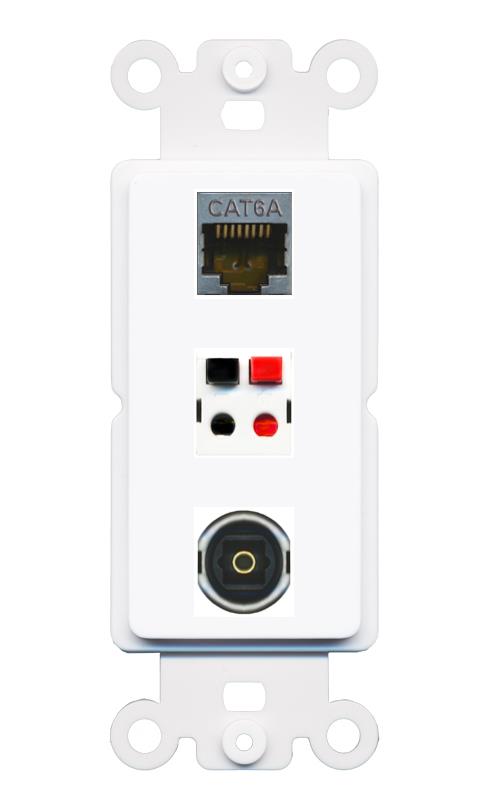 CAT6A SPEAKER TOSLINK Wall Plate [White]