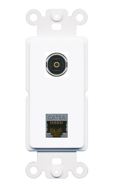 CAT6A TOSLINK Rocker Insert Module Wall Plate [White]