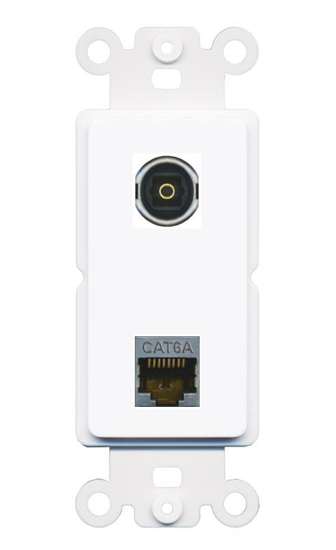 CAT6A TOSLINK Rocker Insert Module Wall Plate [White]