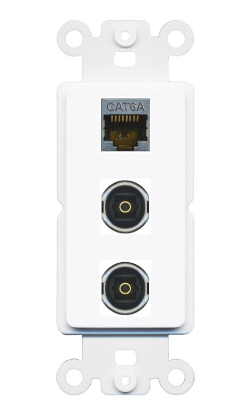 CAT6A 2 TOSLINK Wall Plate [White]