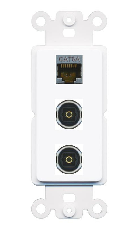 CAT6A 2 TOSLINK Wall Plate [White]