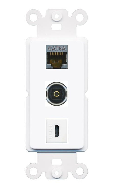 CAT6A TOSLINK USBC Wall Plate [White]