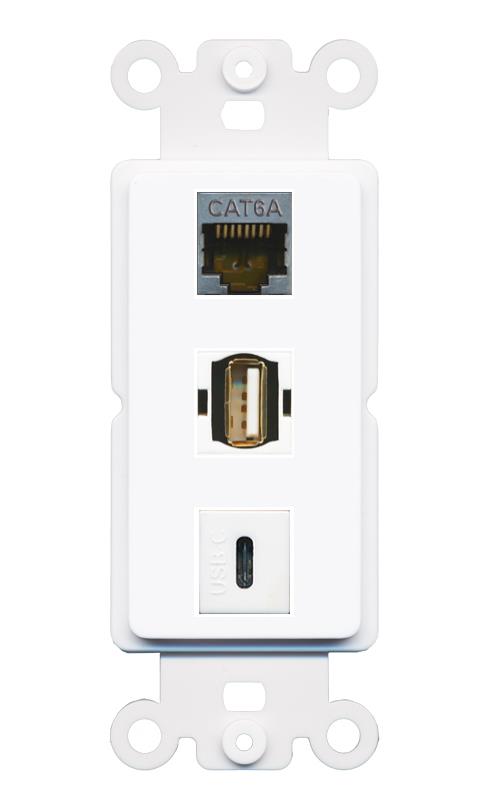 CAT6A USB2 USBC Wall Plate [White]
