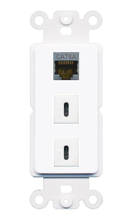 CAT6A 2 USBC Wall Plate [White]