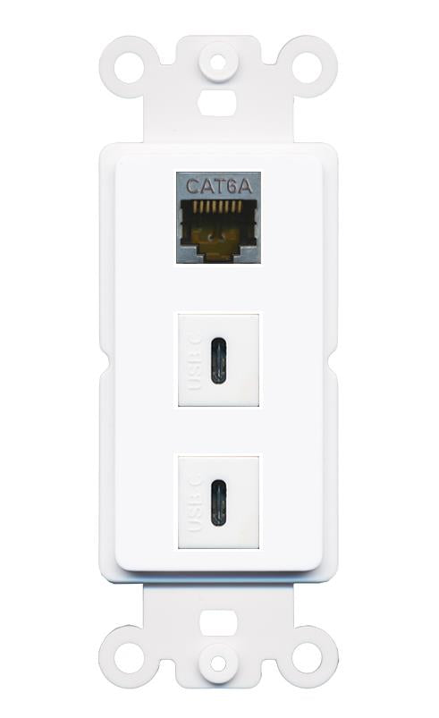 CAT6A 2 USBC Wall Plate [White]
