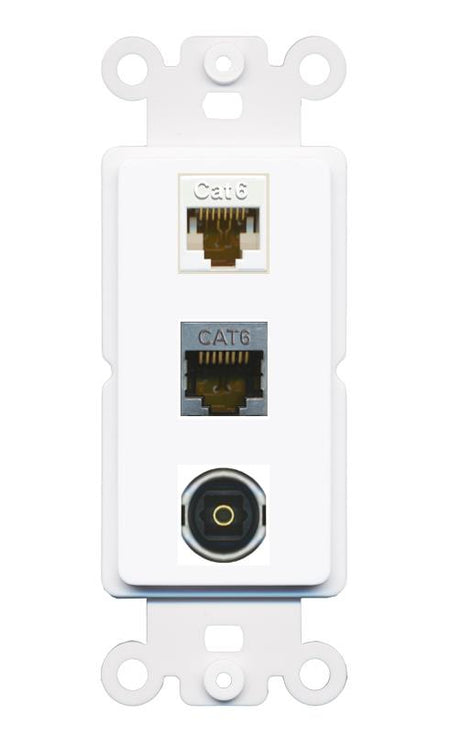 CAT6 CAT6-SHIELDED TOSLINK Wall Plate [White]