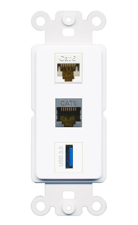 CAT6 CAT6-SHIELDED USB-3 Wall Plate [White]