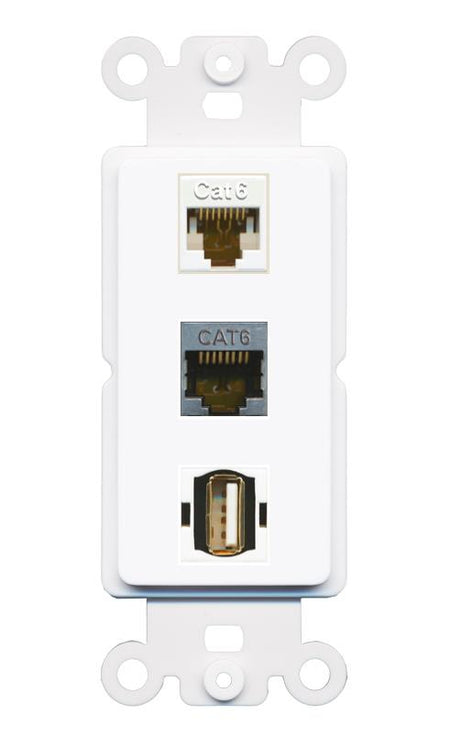 CAT6 CAT6-SHIELDED USB2 Wall Plate [White]