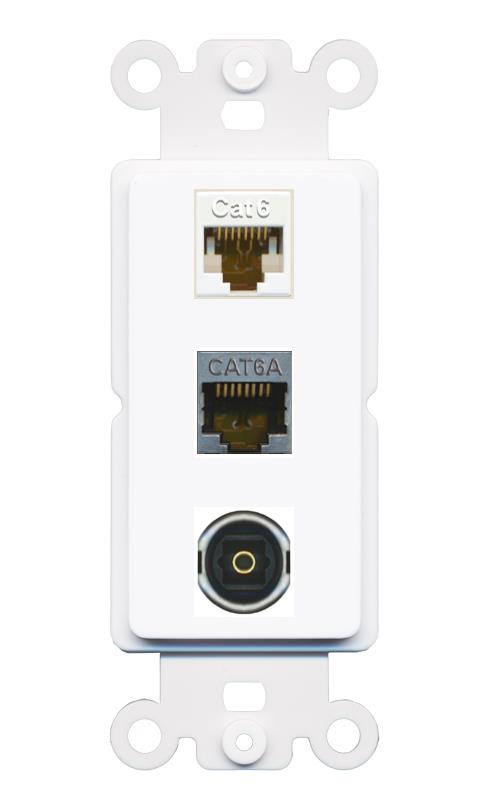 CAT6 CAT6A TOSLINK Wall Plate [White]
