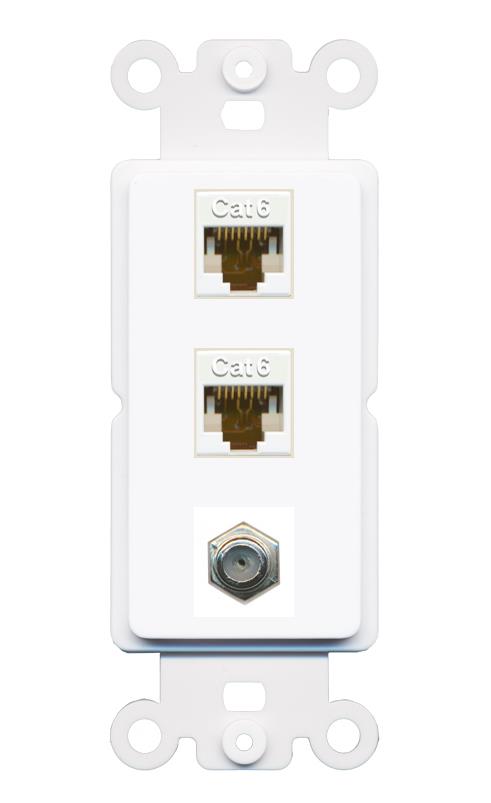 2 CAT6 COAX Wall Plate [White]