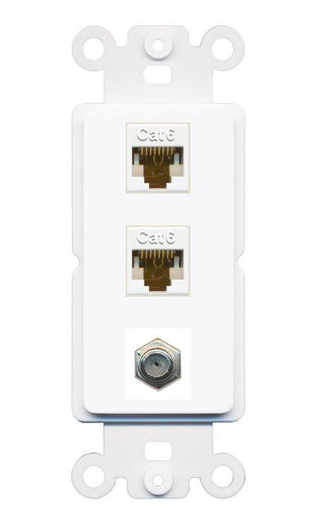2 CAT6 COAX Wall Plate [White]