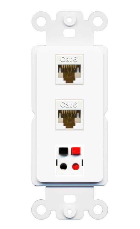 2 CAT6 SPEAKER Wall Plate [White]