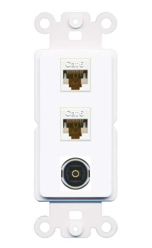 2 CAT6 TOSLINK Wall Plate [White]
