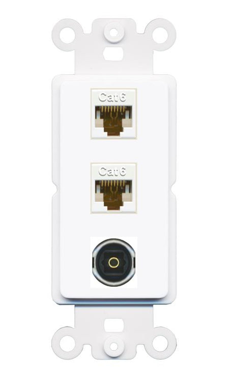 2 CAT6 TOSLINK Wall Plate [White]