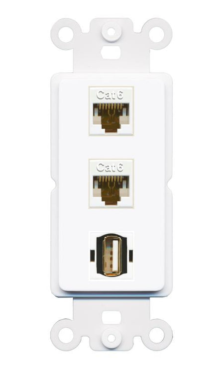 2 CAT6 USB2 Wall Plate [White]