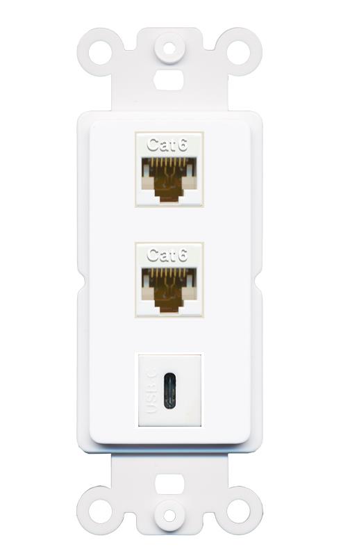 2 CAT6 USBC Wall Plate [White]