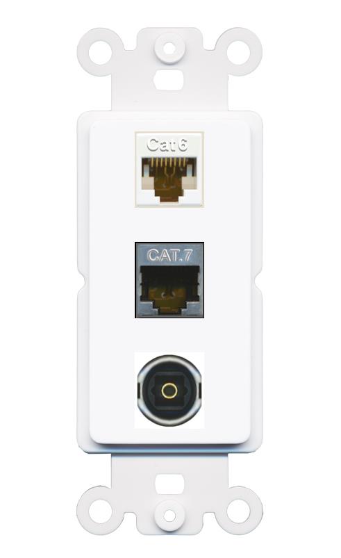 CAT6 CAT7 TOSLINK Wall Plate [White]