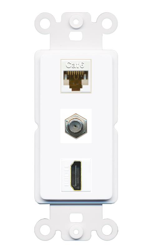 CAT6 COAX HDMI Wall Plate [White]