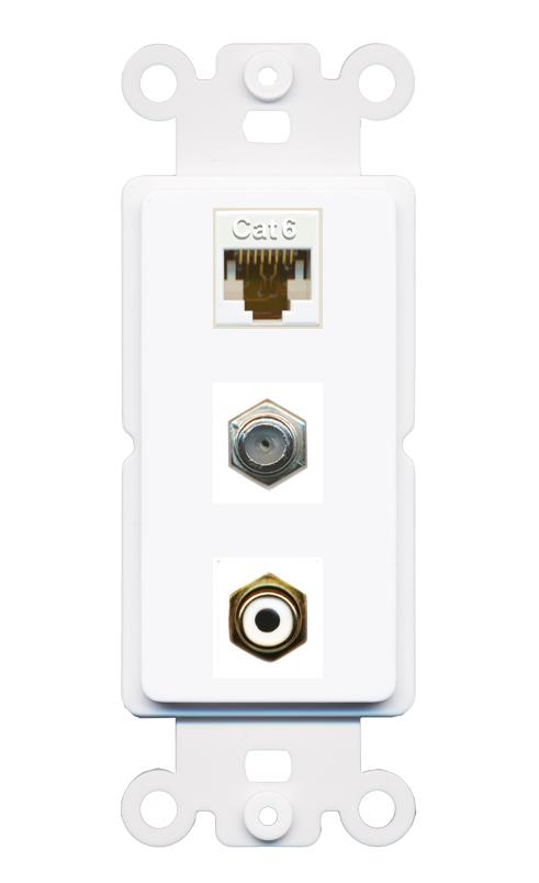 CAT6 COAX RCA-WHITE Wall Plate [White]