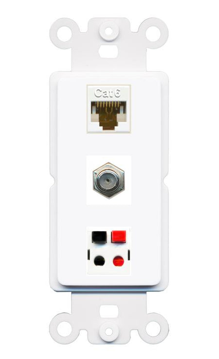 CAT6 COAX SPEAKER Wall Plate [White]