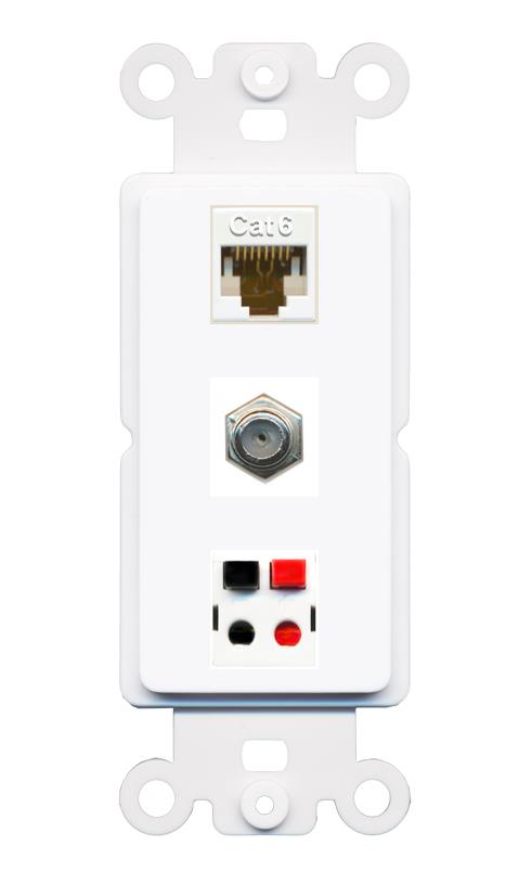 CAT6 COAX SPEAKER Wall Plate [White]