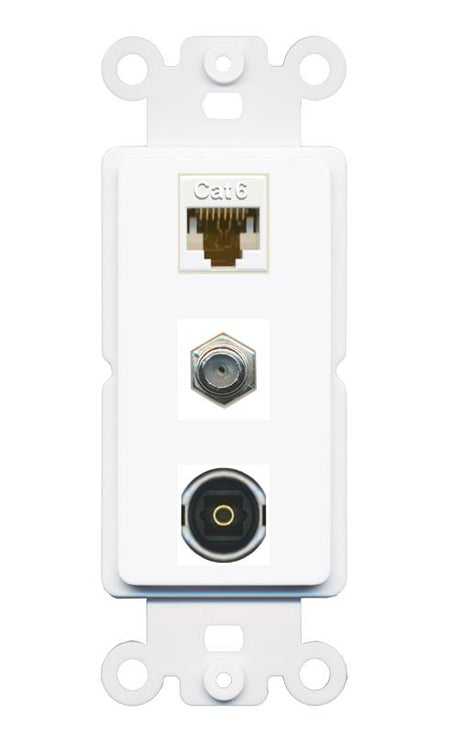 CAT6 COAX TOSLINK Wall Plate [White]