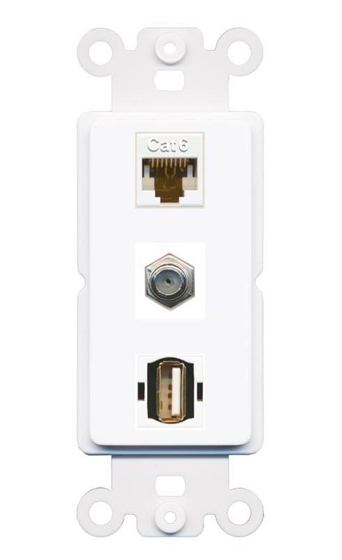 CAT6 COAX USB2 Wall Plate [White]
