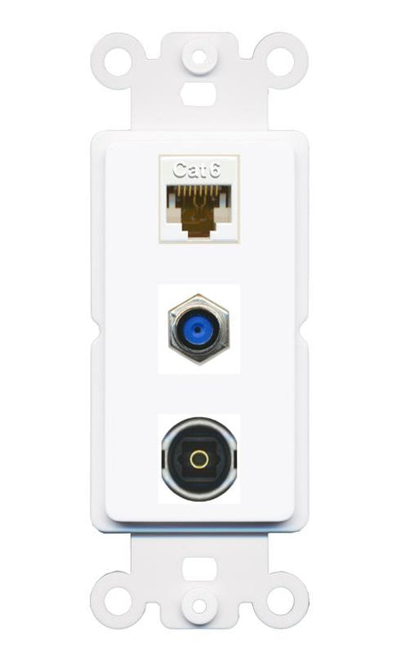 CAT6 F81 TOSLINK Wall Plate [White]