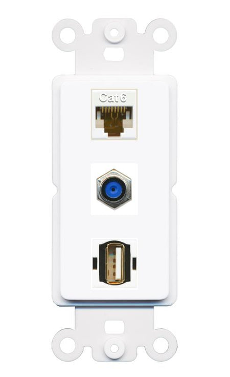 CAT6 F81 USB2 Wall Plate [White]