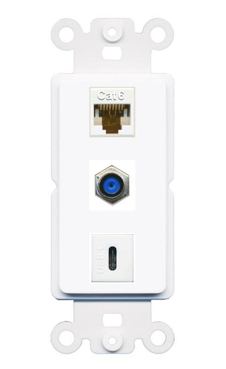 CAT6 F81 USBC Wall Plate [White]