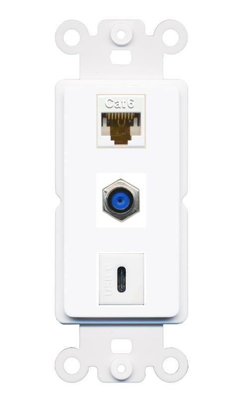 CAT6 F81 USBC Wall Plate [White]