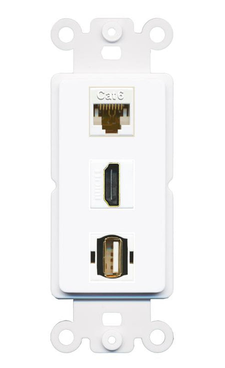CAT6 HDMI USB2 Wall Plate [White]