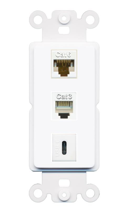 CAT6 PHONE USBC Wall Plate [White]