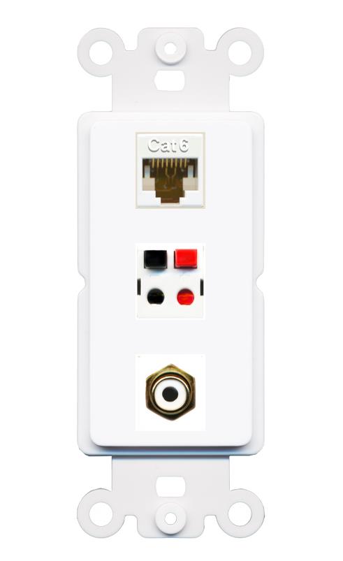 CAT6 RCA-WHITE SPEAKER Wall Plate [White]
