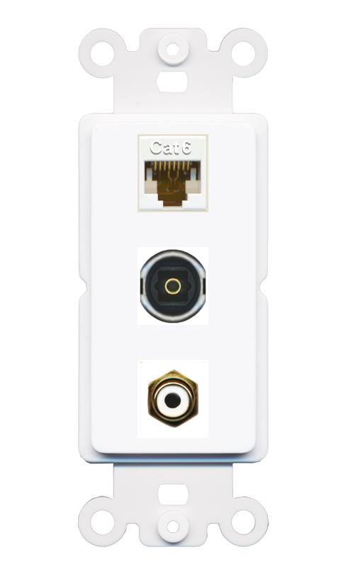 CAT6 RCA-WHITE TOSLINK Wall Plate [White]